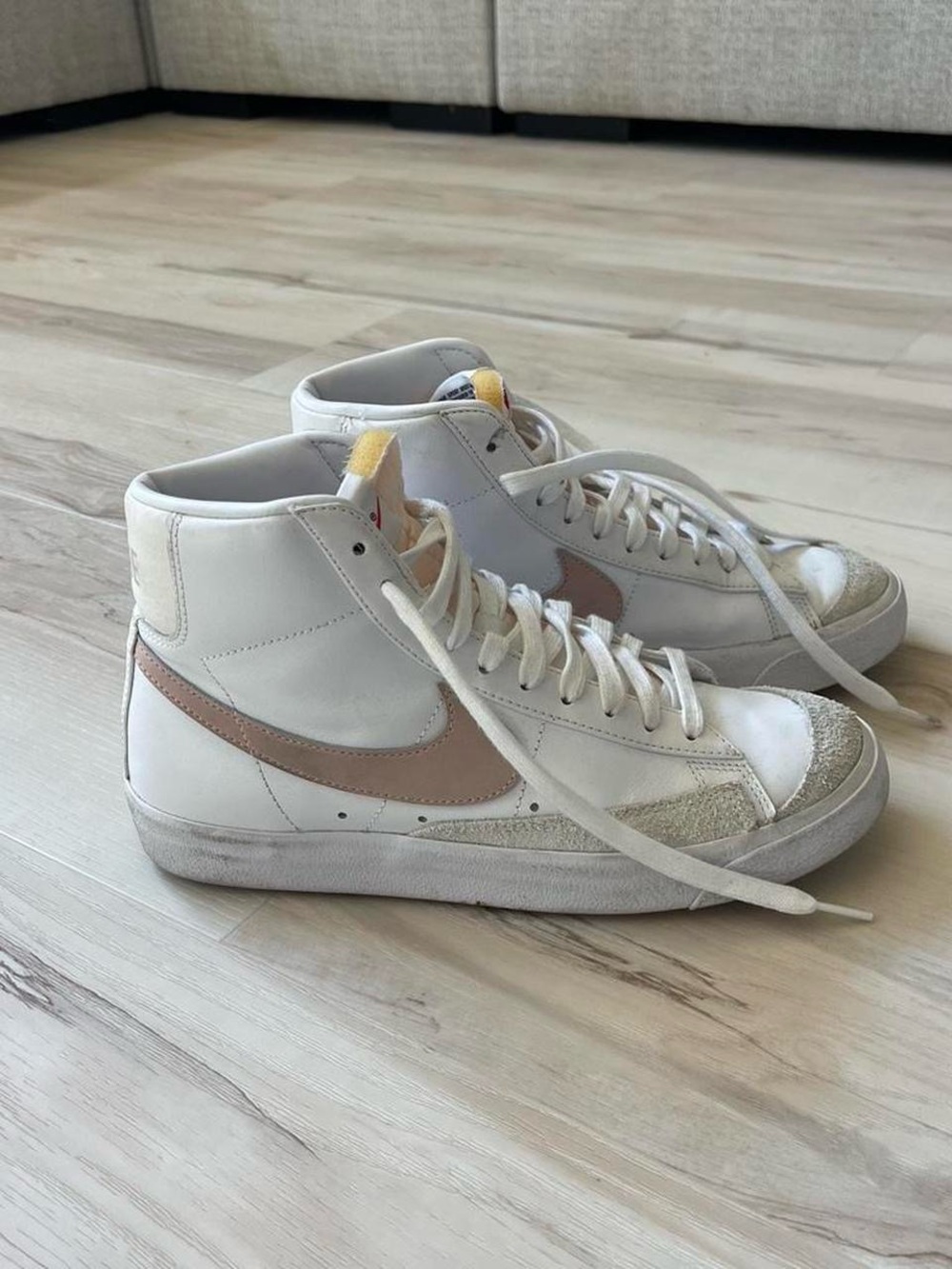 Nike Women’s Mid-Top Sneakers in White and Blush